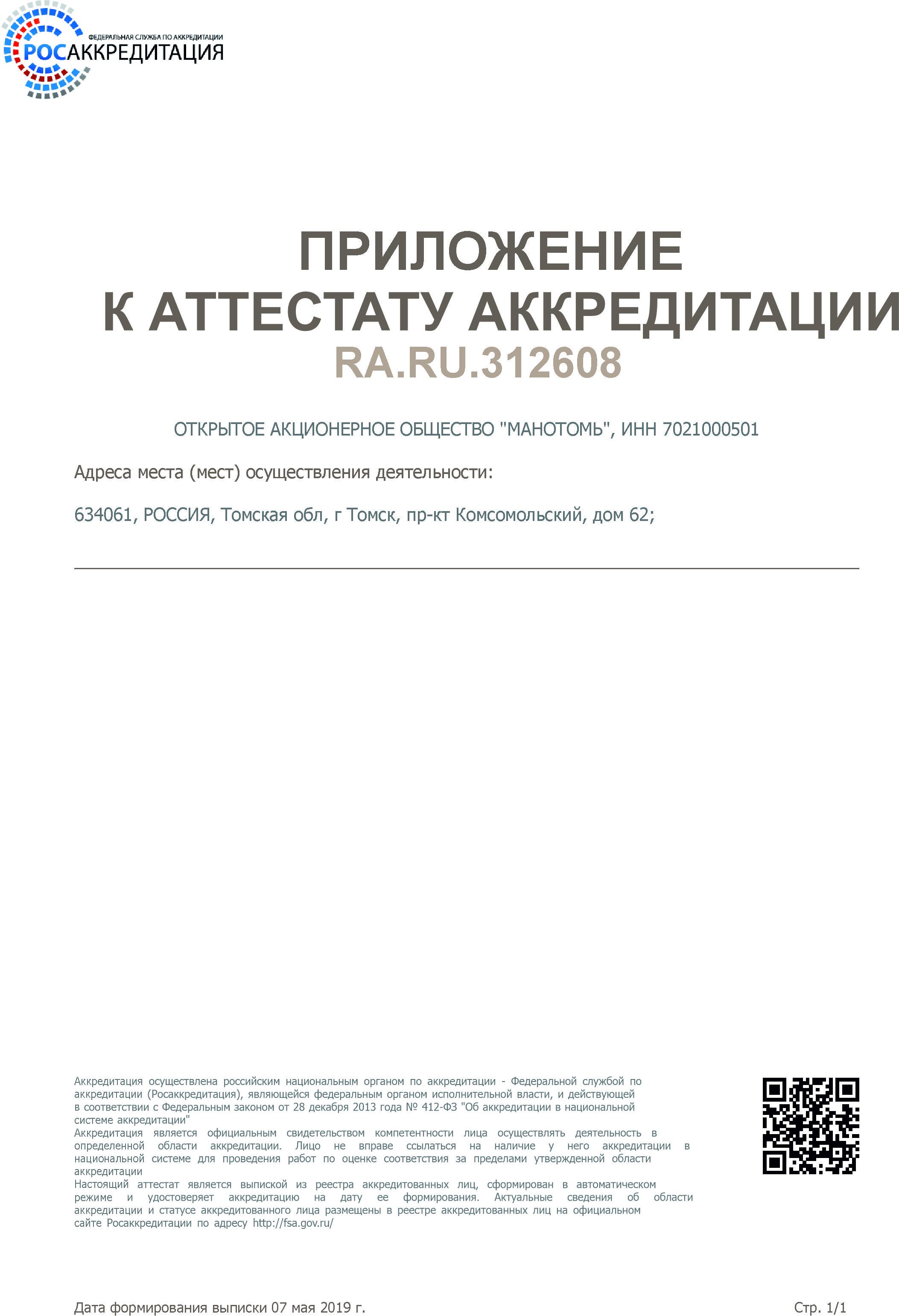 Аттестат аккредитации